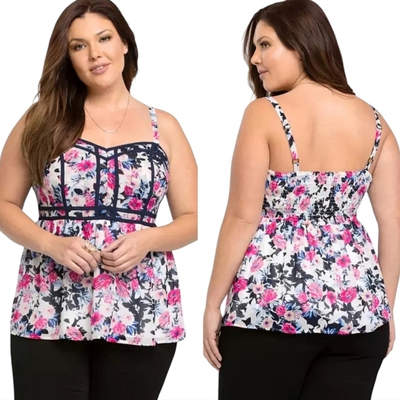 torrid Tops - Torrid Floral Chiffon Babydoll Cami Top